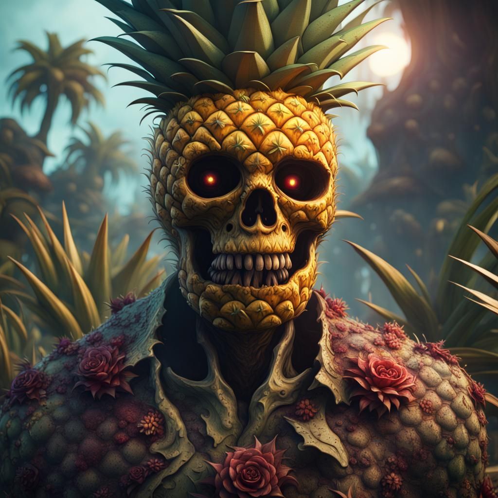 Detailed Pineapple Zombie Concept Art