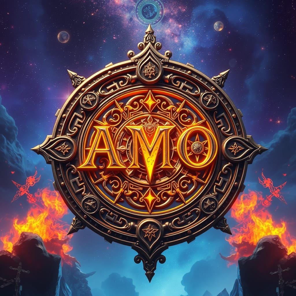 Surreal AMO Sign in Vibrant, Celestial Colors