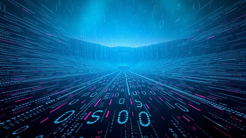 Cyberpunk Code Landscape with Glitch Art Effects