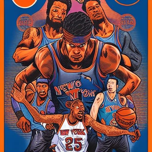 New York Knicks in Comic Book Art Style