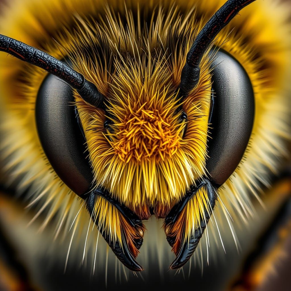 Hyper-Realistic Close-Up of a Bee's Face