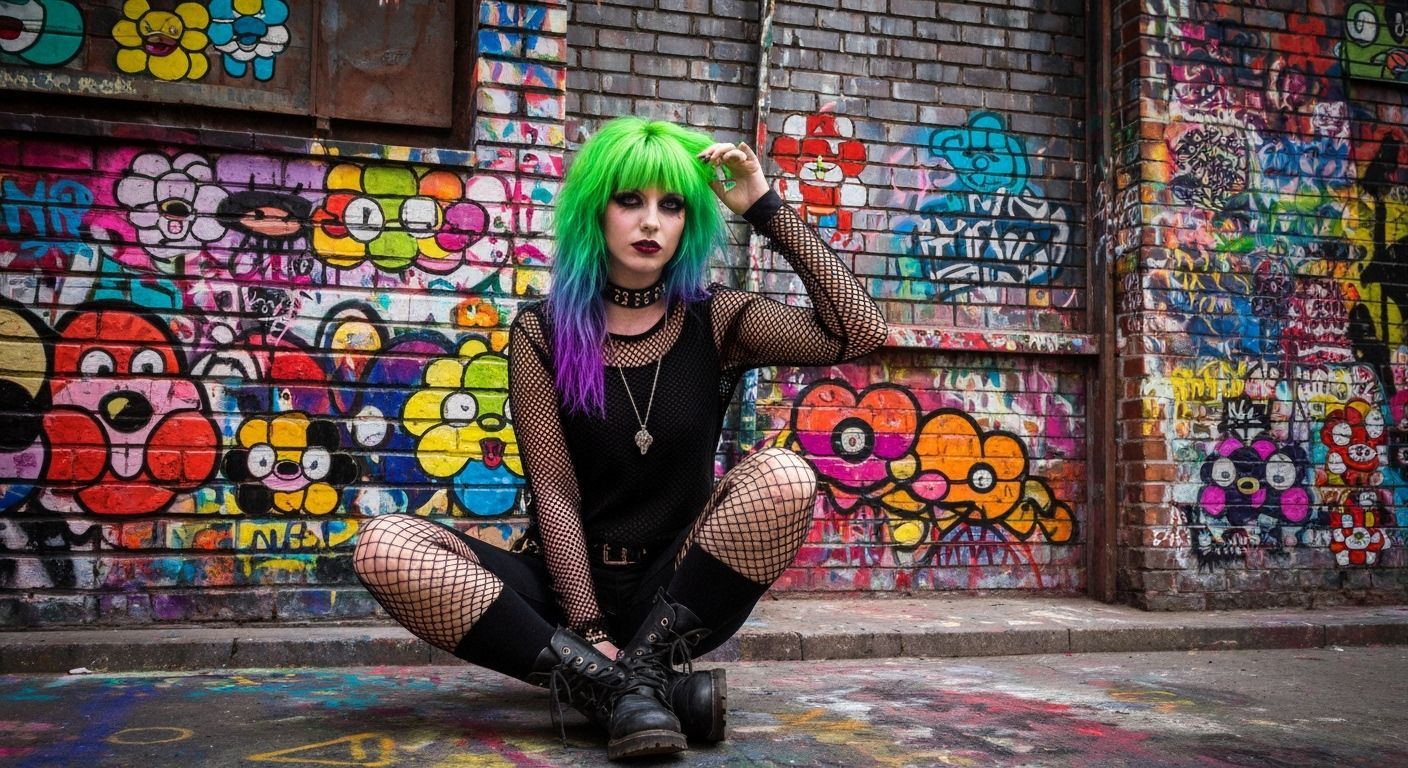 Punk Gyaru Girl in Urban Pop Art Style