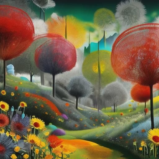 Winged Flower Fairy in Surreal Dreamscape