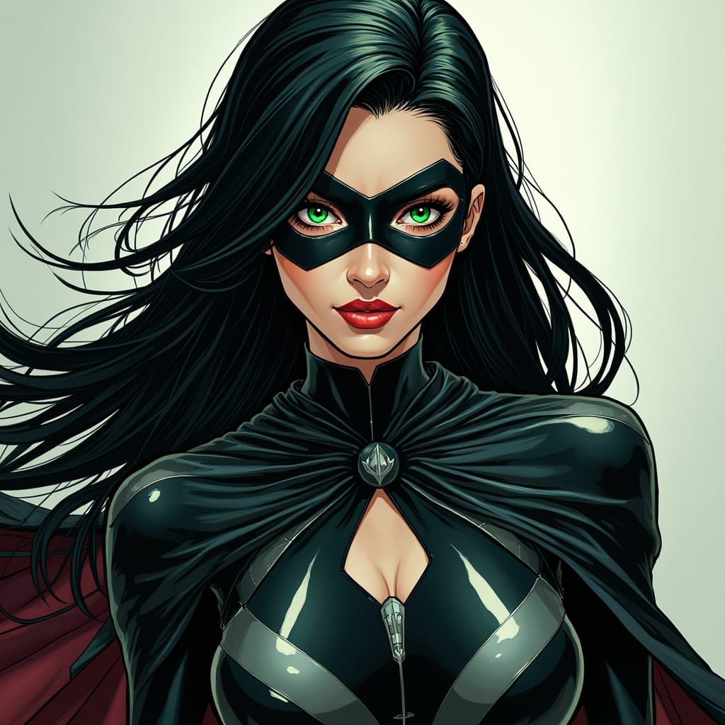 Female Superhero in Dark, Gritty Graphic Novel Style