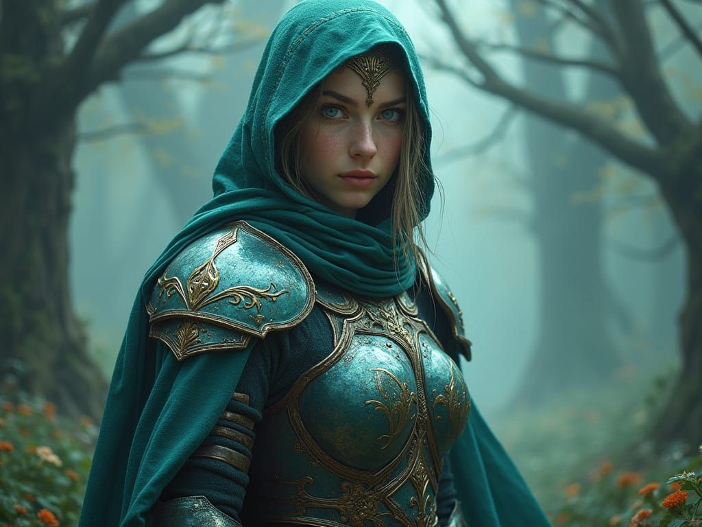 Ethereal Fantasy Warrior in Ancient Armor