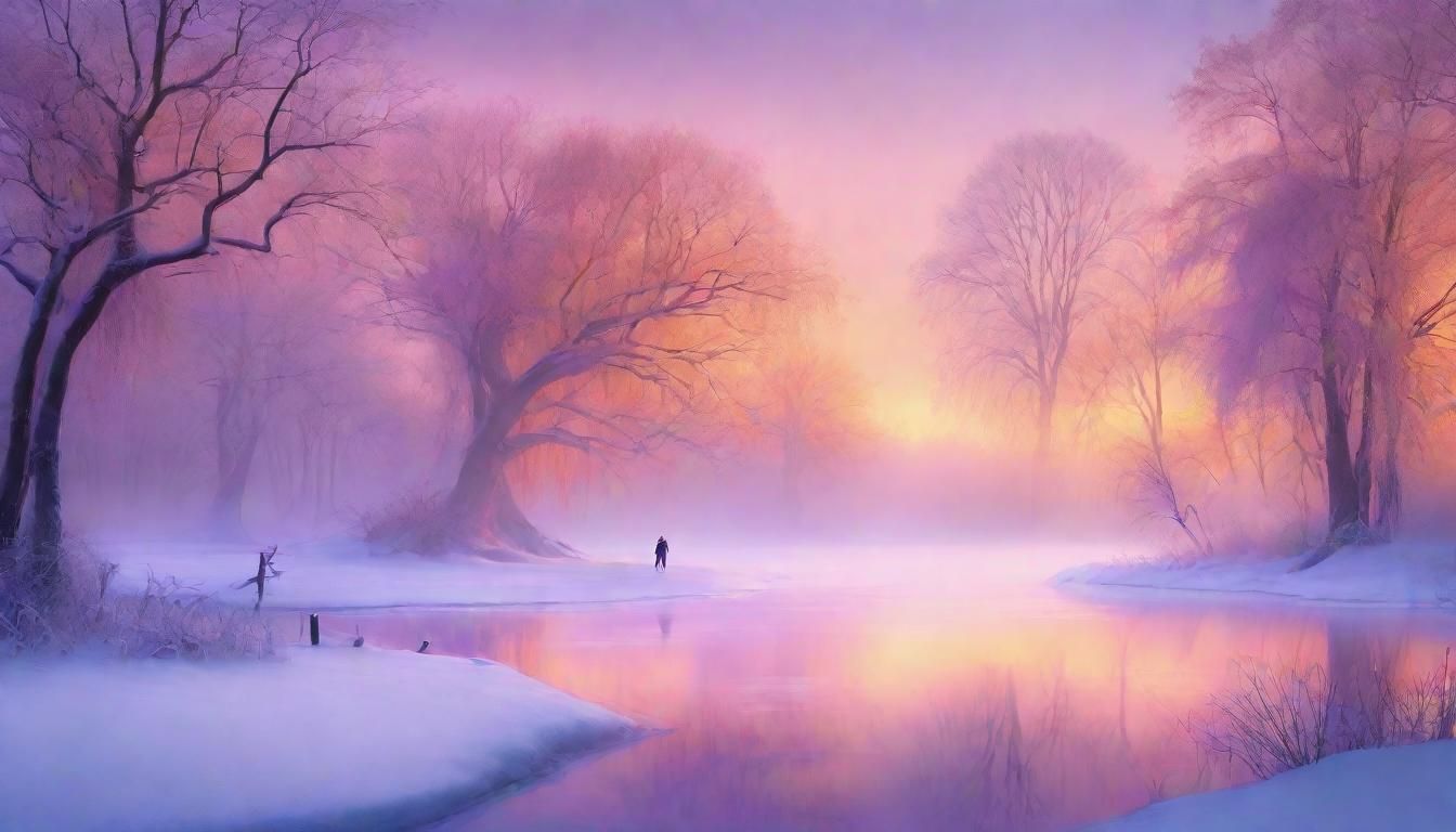 Ethereal Skater on Frozen Pond in Dreamscape