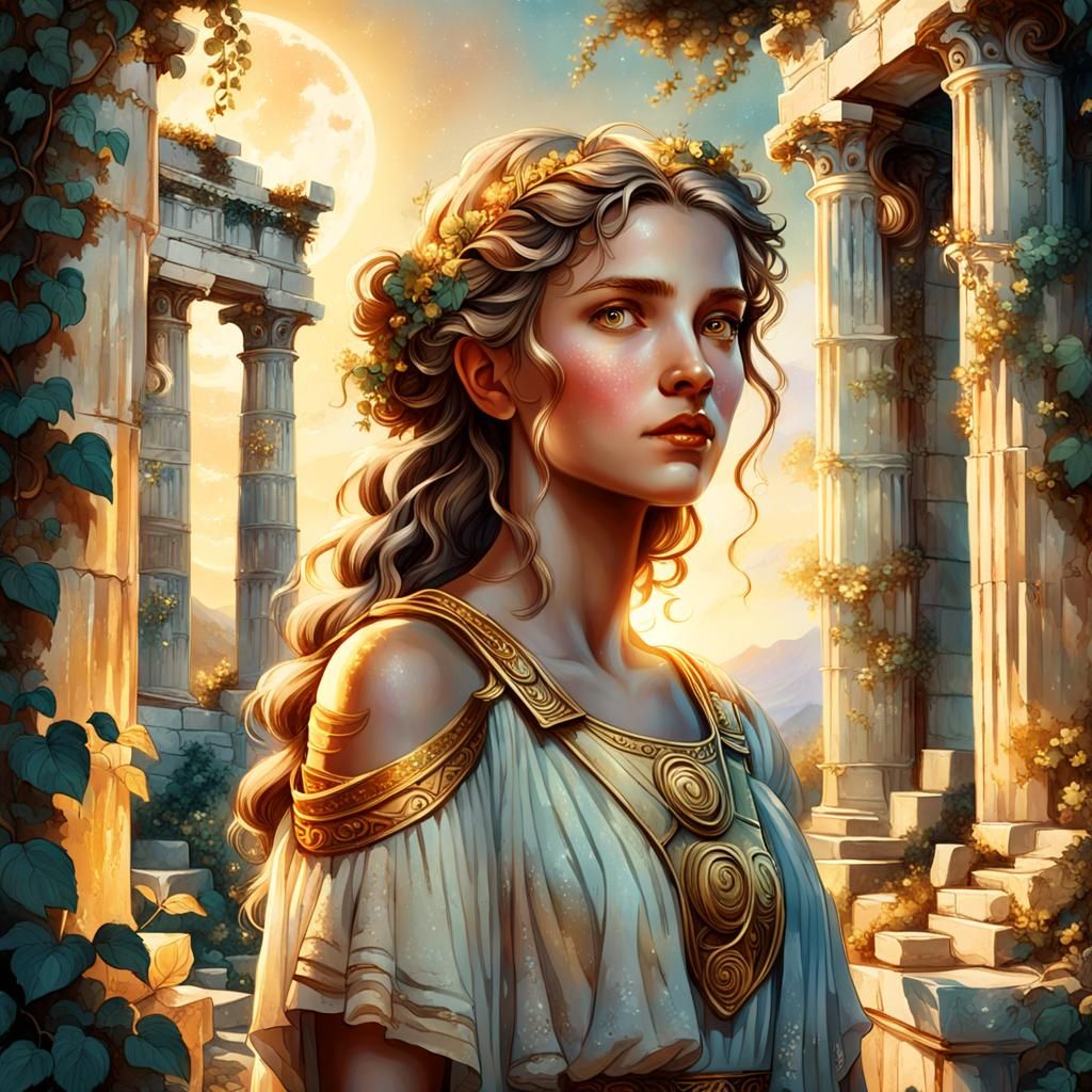 Woman in Ancient Ruins: A Greek Mythology Fantasy