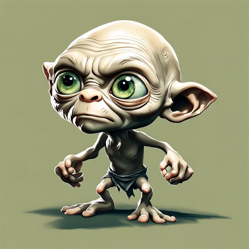 Chibi Gollum in the Shire Fantasy Art