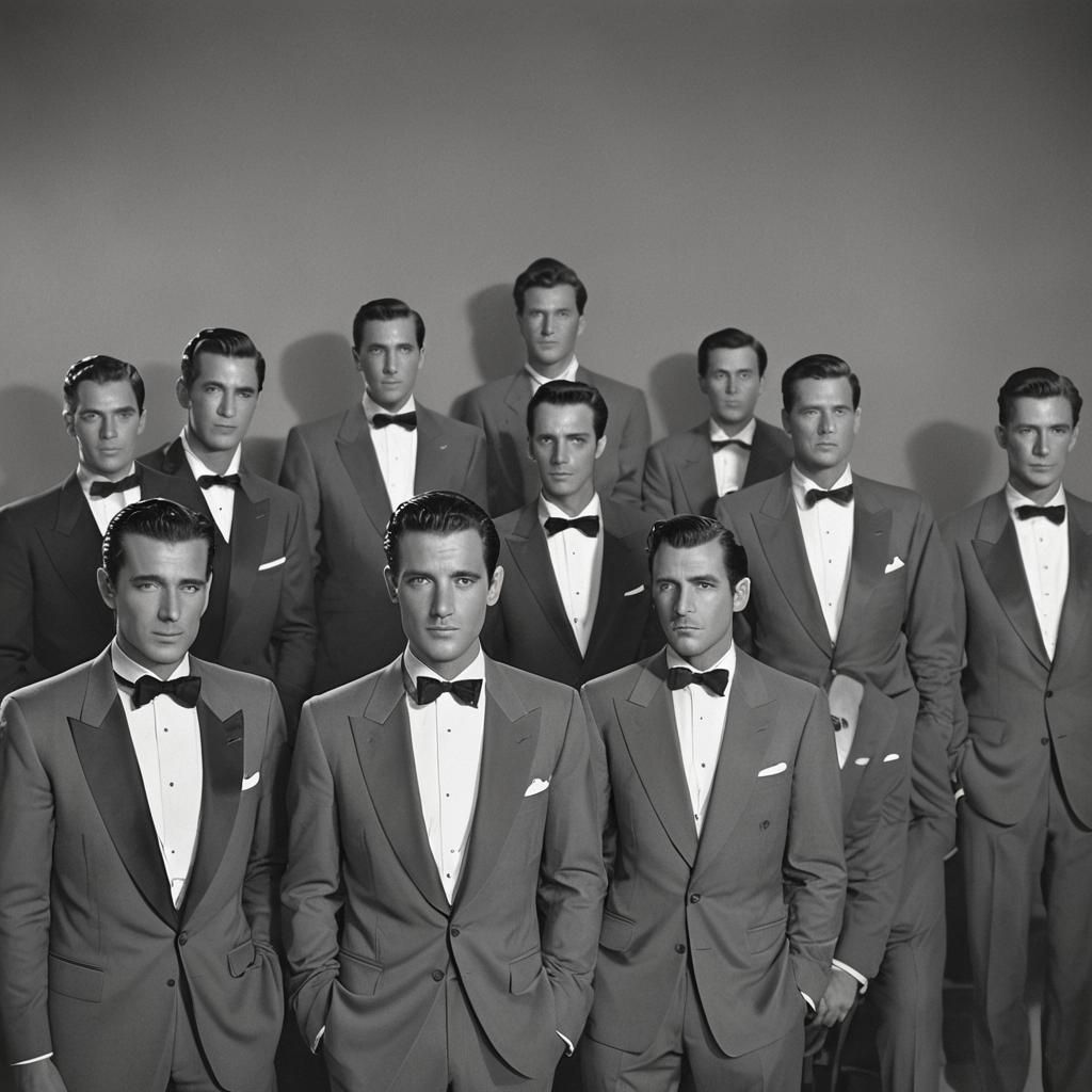 Men in Grey Tuxedos: Classic Hollywood Glamour