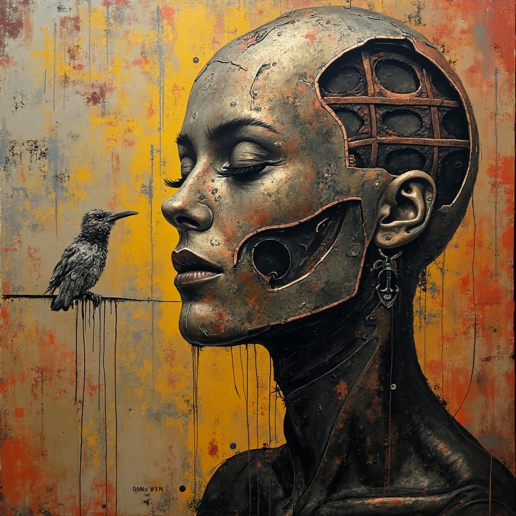 Mysterious, High-Contrast Neo-Realist Illustration in Dark, ...