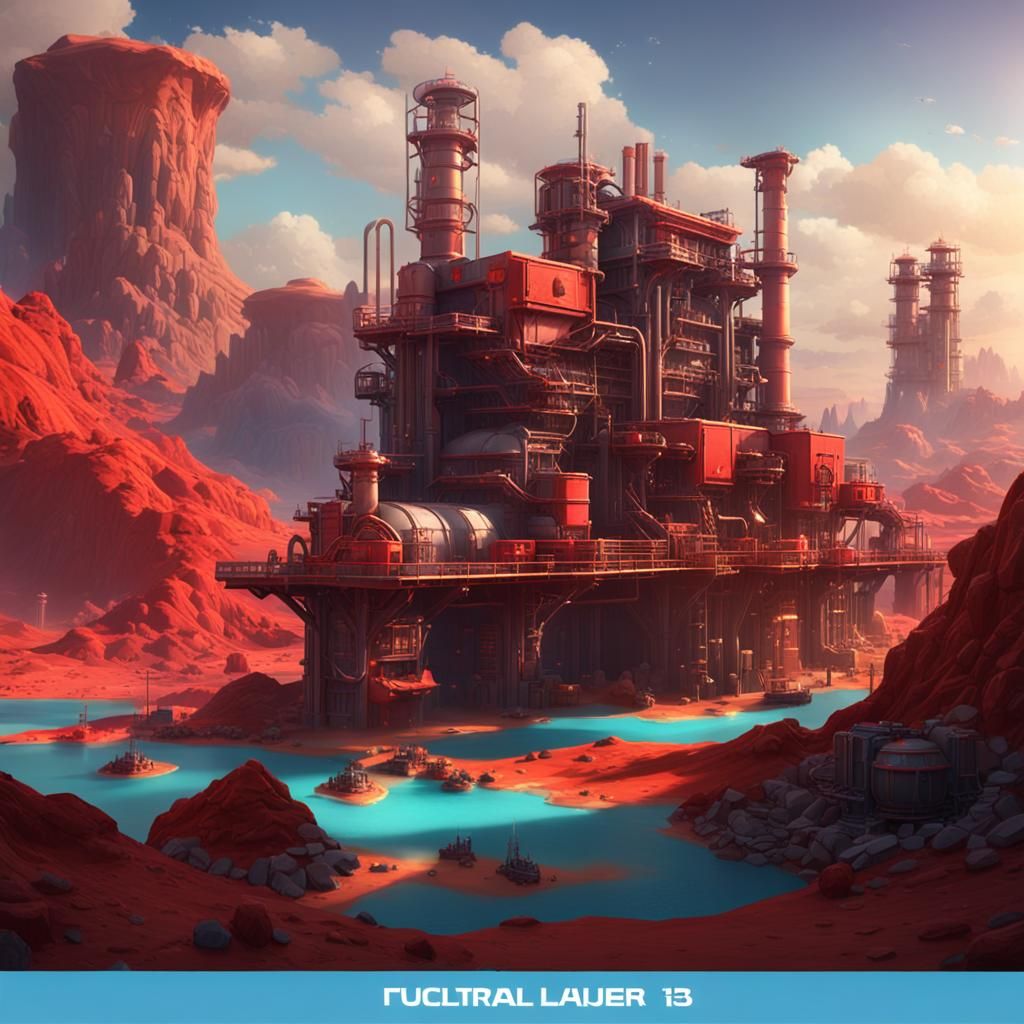 Desert Mining City with Nuclear Reactor