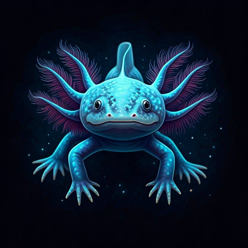 Surreal, Bioluminescent Axolotl Radiates Electric Blue Neon ...