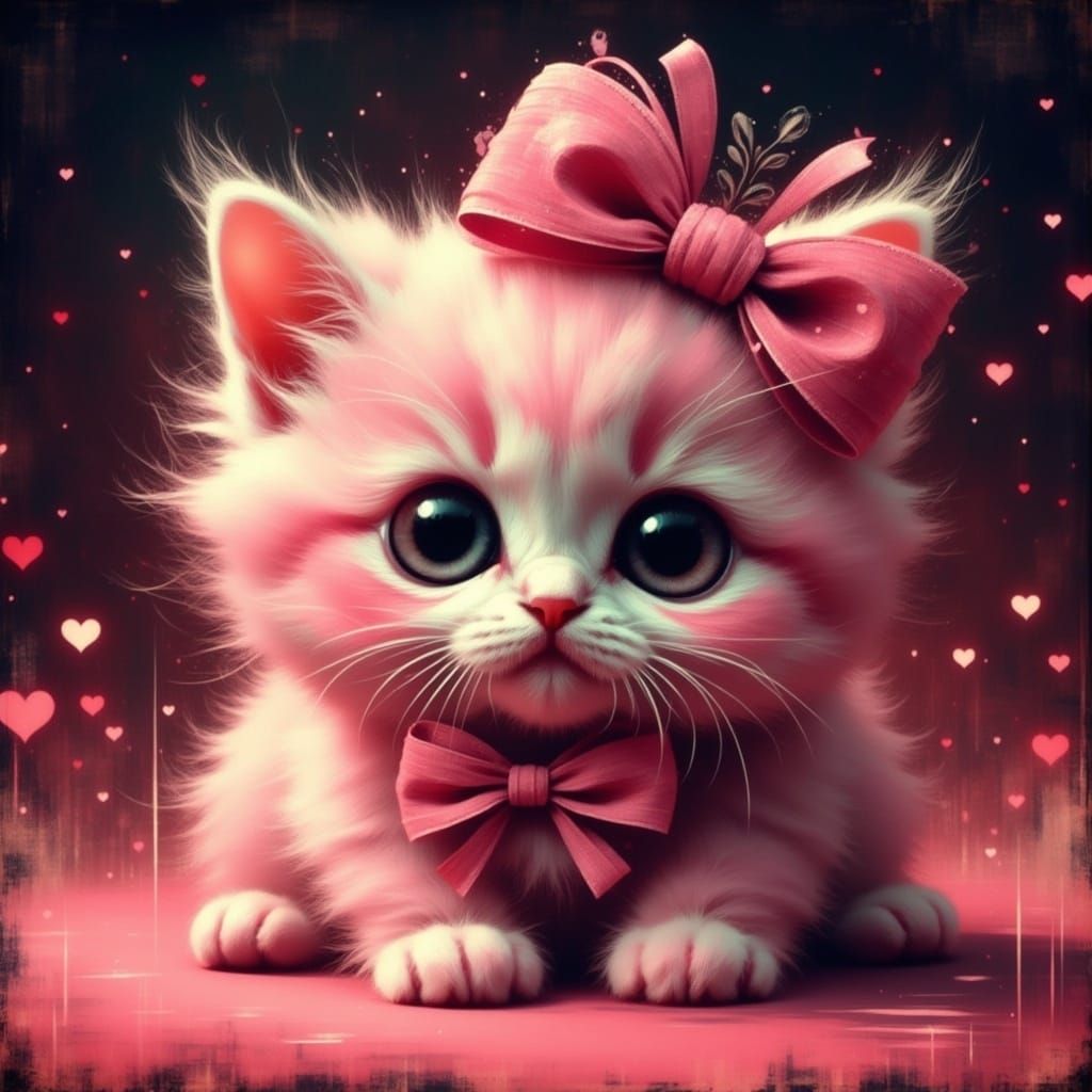 Cute Baby Cat in Impasto Oil Painting Style