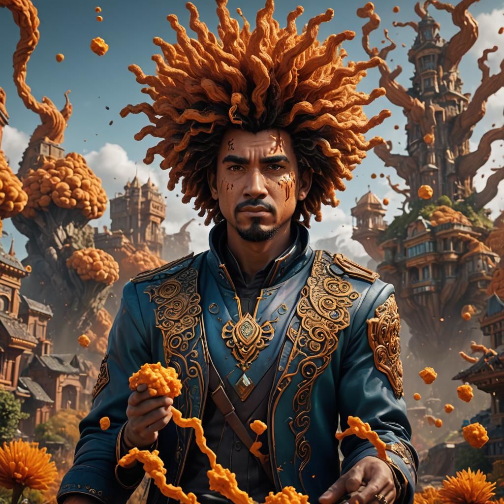 Man with Cheeto Hair: Detailed Fantasy Art
