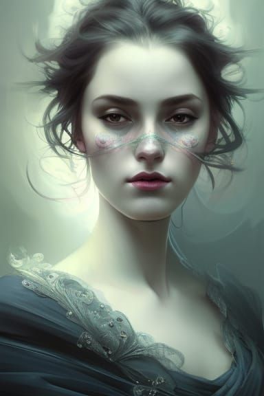 Beautiful Woman with Ornate Dress, Hyperdetailed Portrait