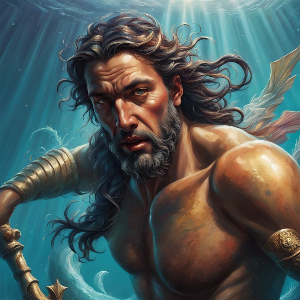 Ulysses and the Siren's Song: Hyperrealistic Splash Art