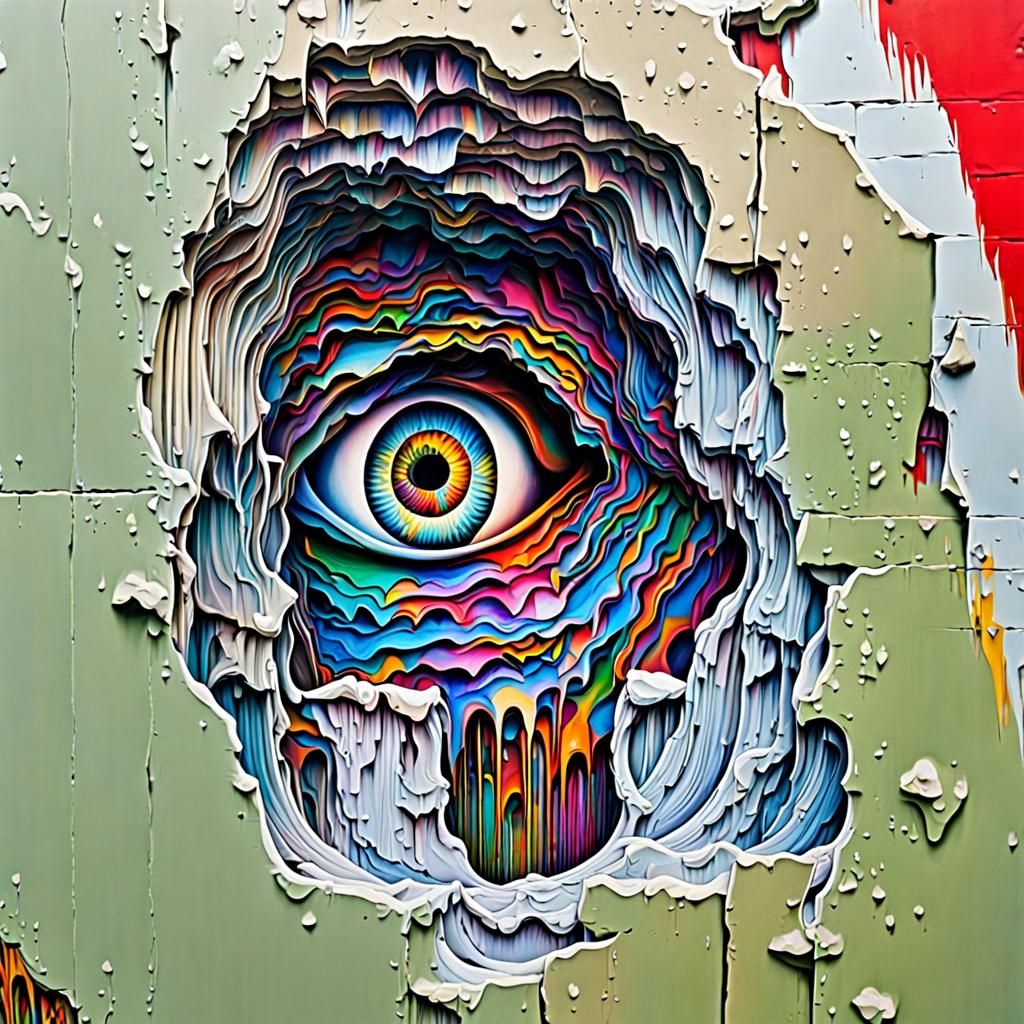 Colorful Graffiti Layers on Urban Wall