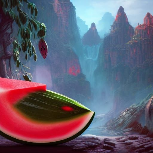 Fantastical Watermelon Bomb in Detailed Matte Painting