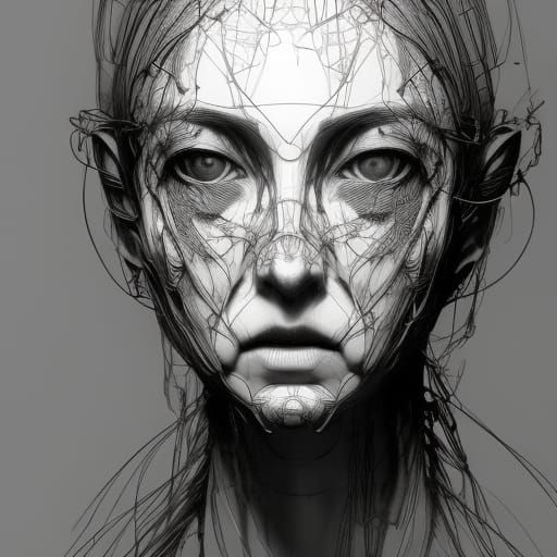 Intricate Pen and Ink Portrait of a Girl