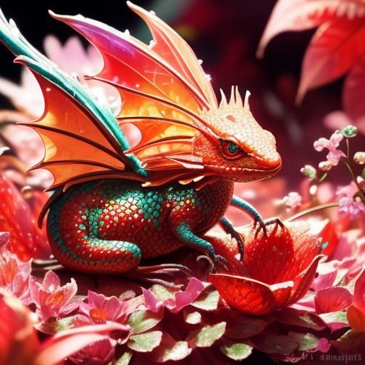 Strawberry Dragon Concept Art in Candy Style