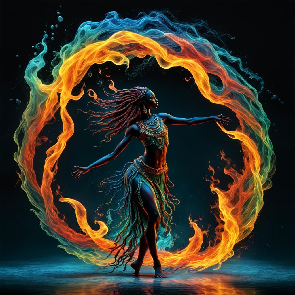 Tribal Fire Dancer in 3D