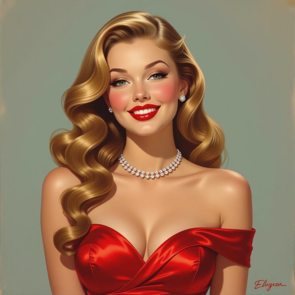 1950s Pin Up Girl in Gil Elvgren Painting Style