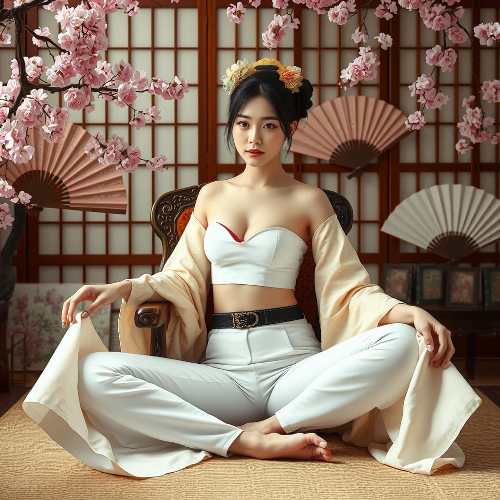 Geisha in Jeans: A Photorealistic Japanese Fusion