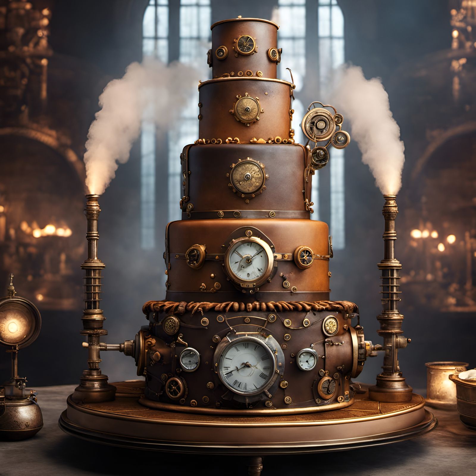 Steampunk Wedding Cake in Digital Fantasy Style
