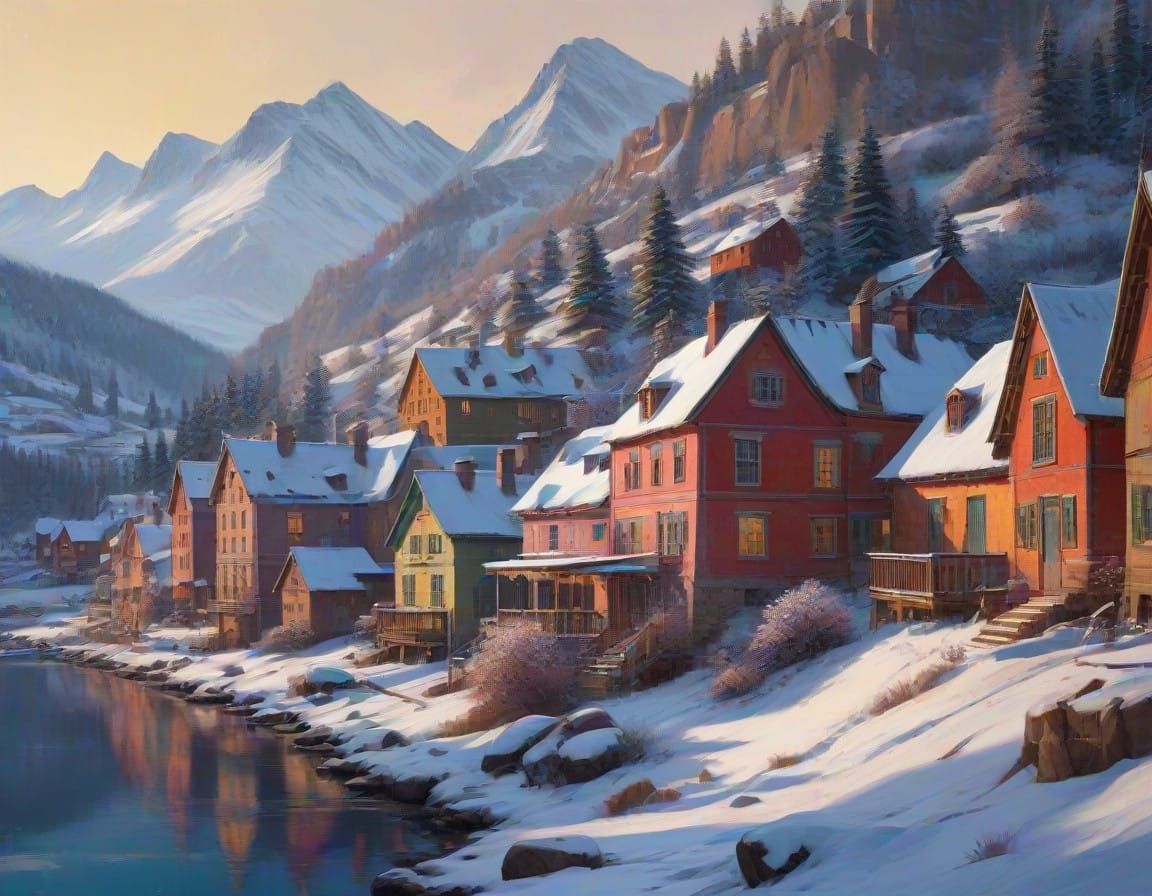 Christmas Eve in a Peaceful Mountain Village