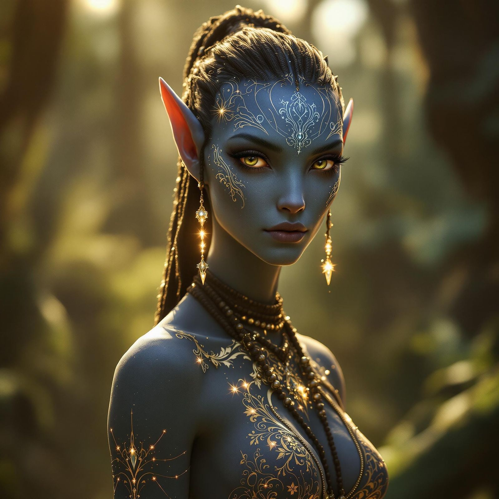 Na'vi Goddess in Ethereal, Tribal Attire