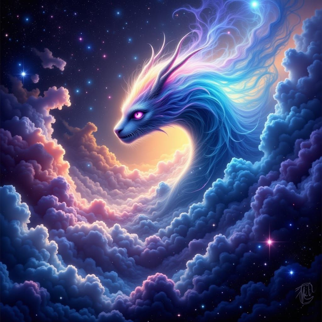 Cosmic Dragon Nebula in Flight