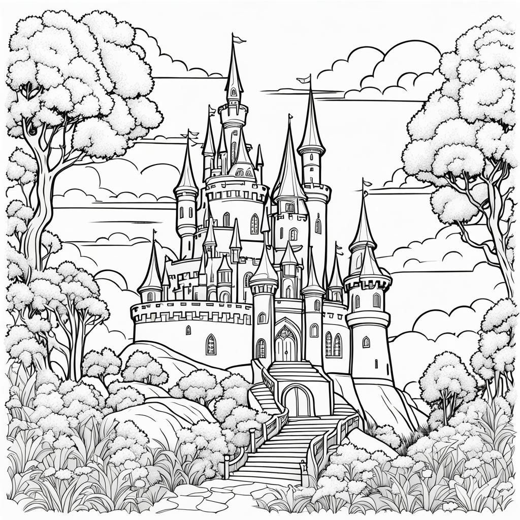 Anime Fairytale Castle Coloring Page