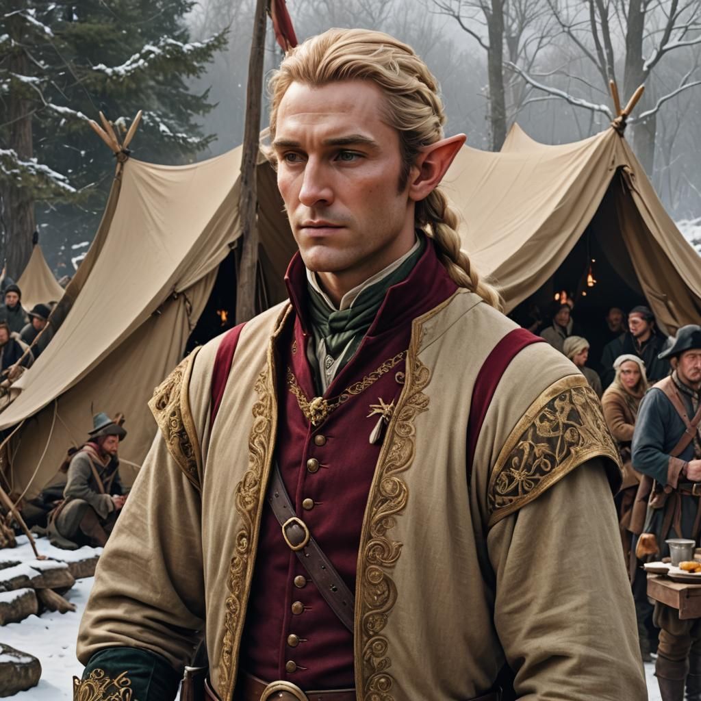 Young Elf Colonial Man in Winter Encampment