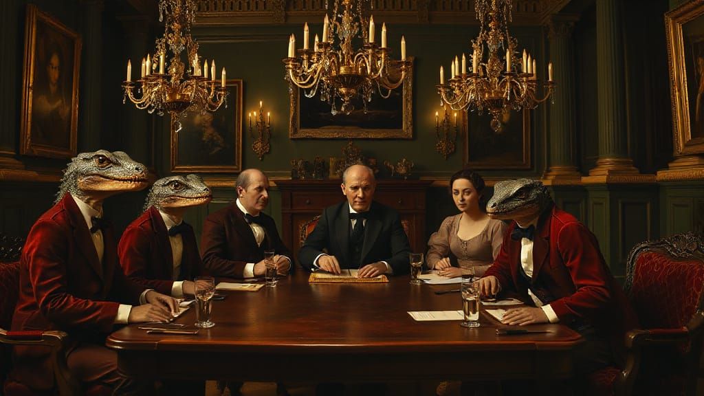 Rothschild Family as Reptilians in Dutch Master Style