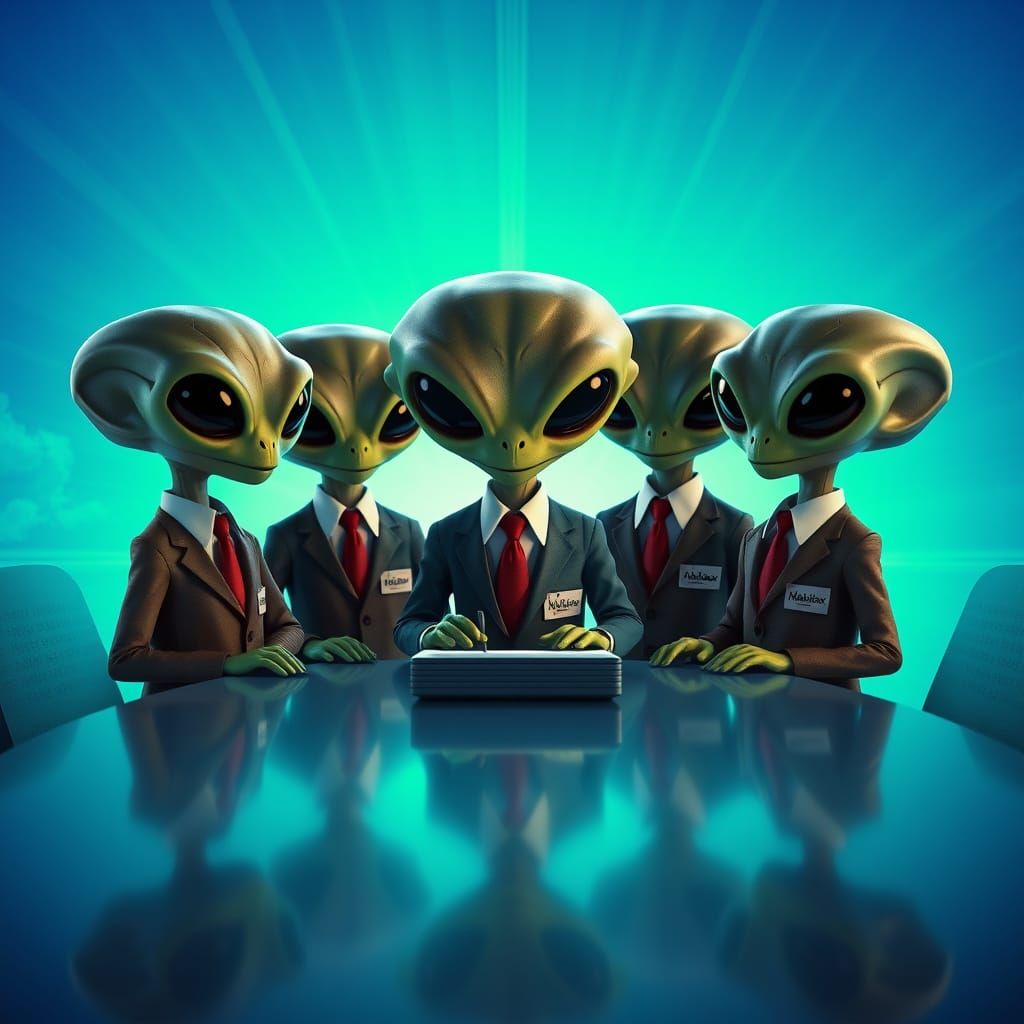Cute Aliens in Suits Present High-Tech Printer Concept
