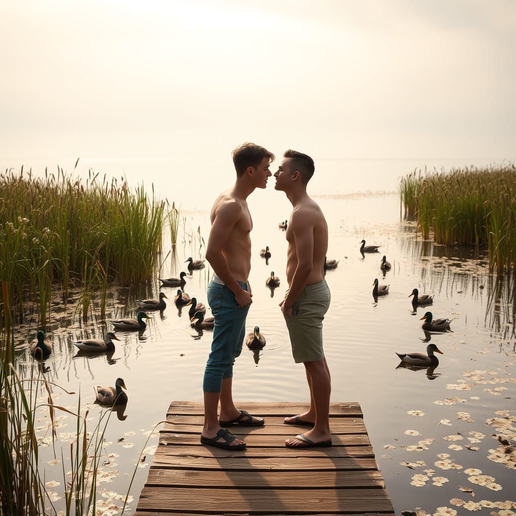 Romantic Lake Scene in Natural Light