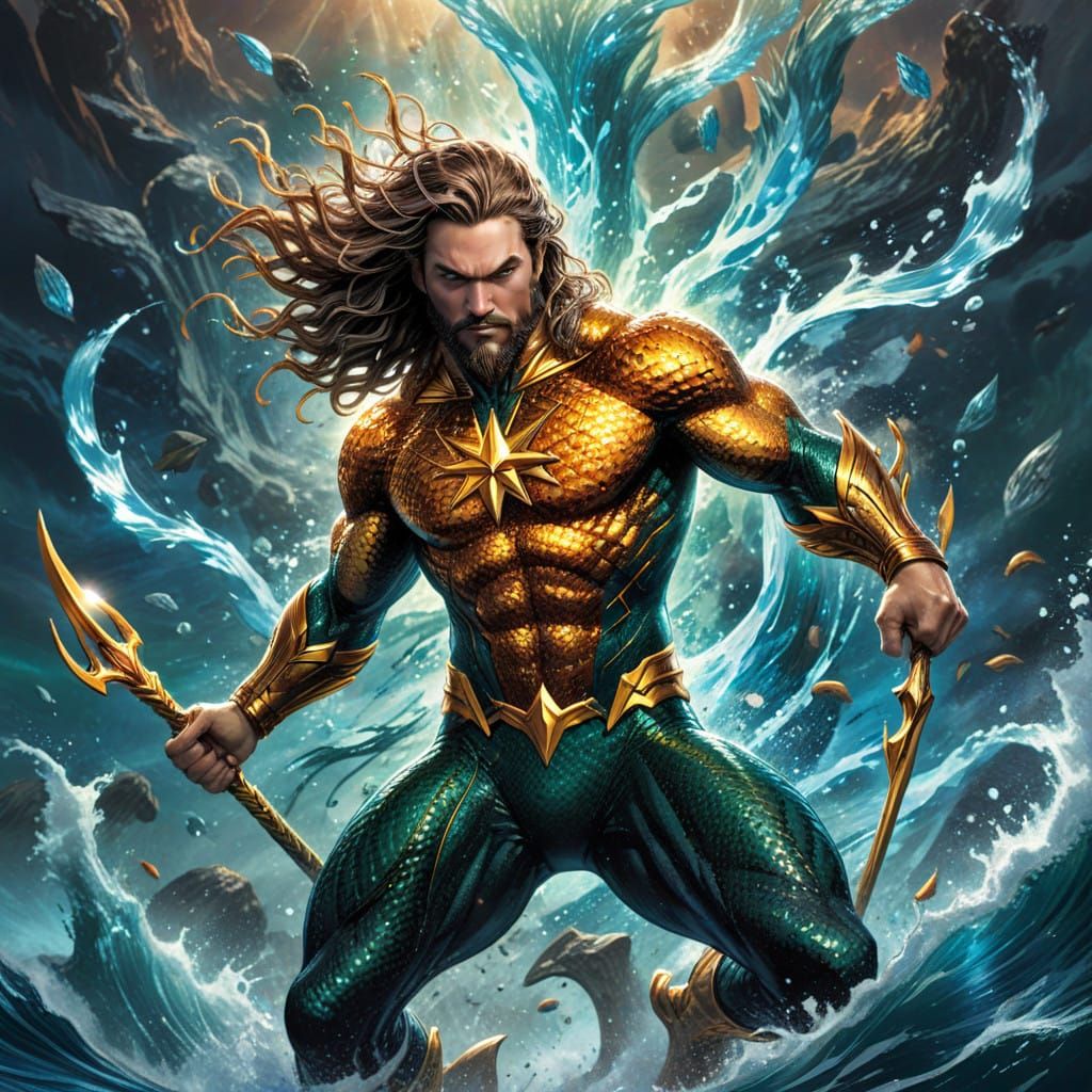 Comic Book Style Aquaman Hero
