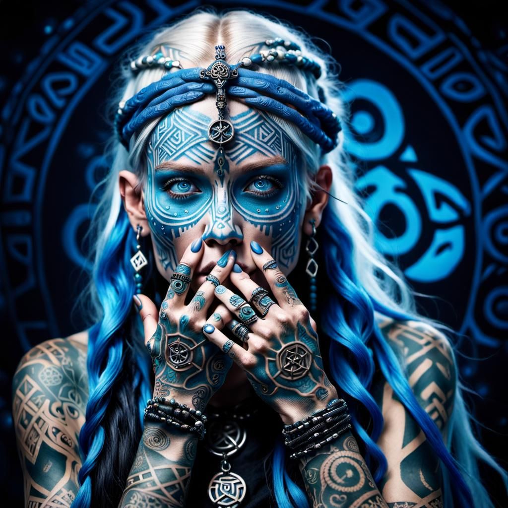 Mysterious Scandinavian Woman with Runic Tattoos