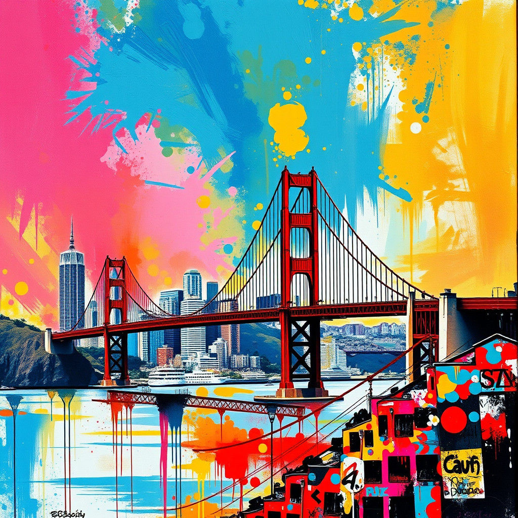 San Francisco Skyline Graffiti Art