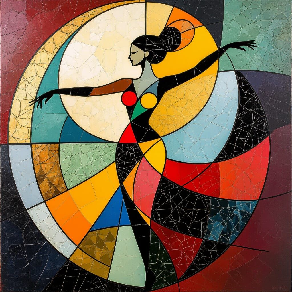 Abstract Dancer in Lyrical Expressionism Style