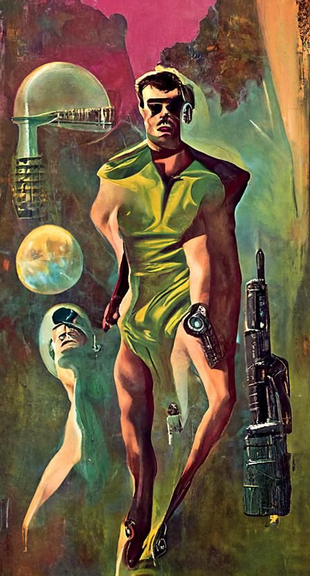 Retro Sci-Fi Pulp Novel Cover Illustration
