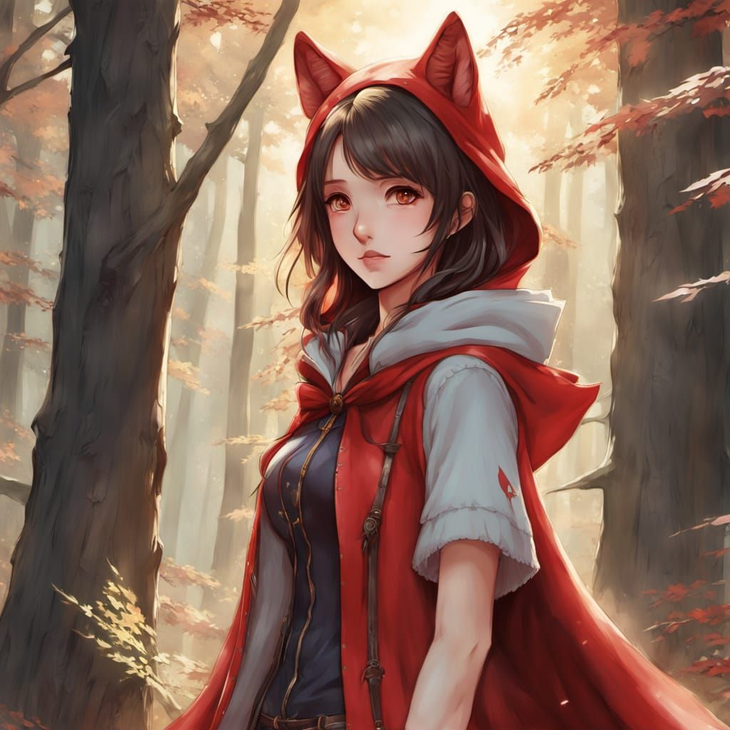 Wolf Hunts Little Red Riding Hood in 3D Anime Art