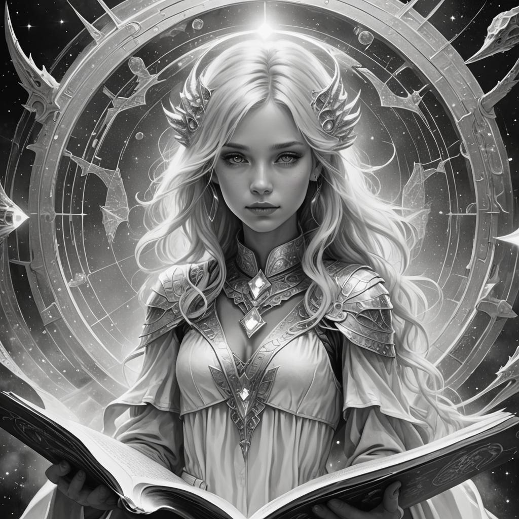 Radiant Lemurian Woman with Crystal Dragon