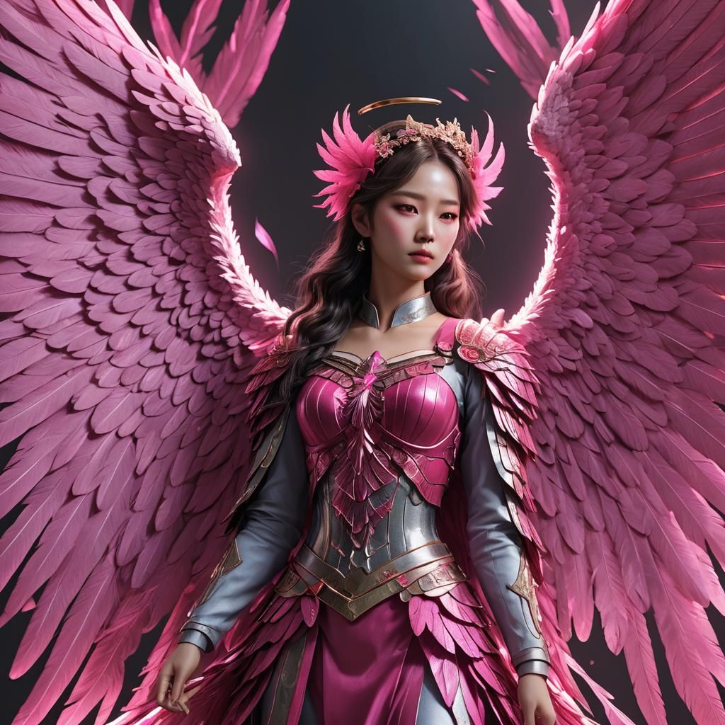 Korean Archangel with Pink Wings in Ultra HD