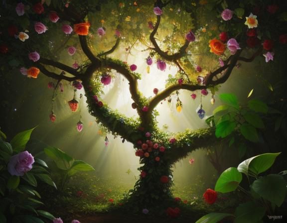 Lush Garden of Eden Digital Masterpiece