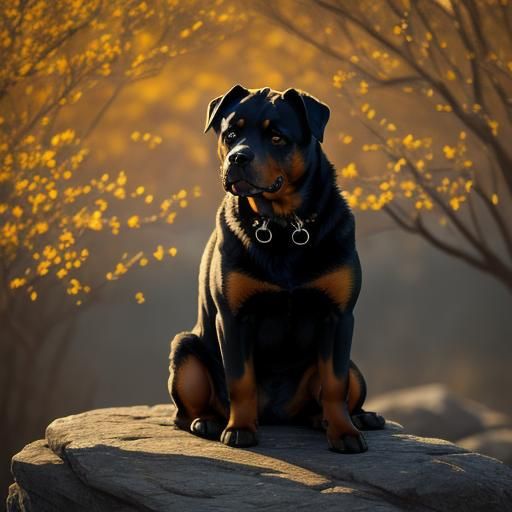 Rottweiler Portrait in Winter Landscape Photography