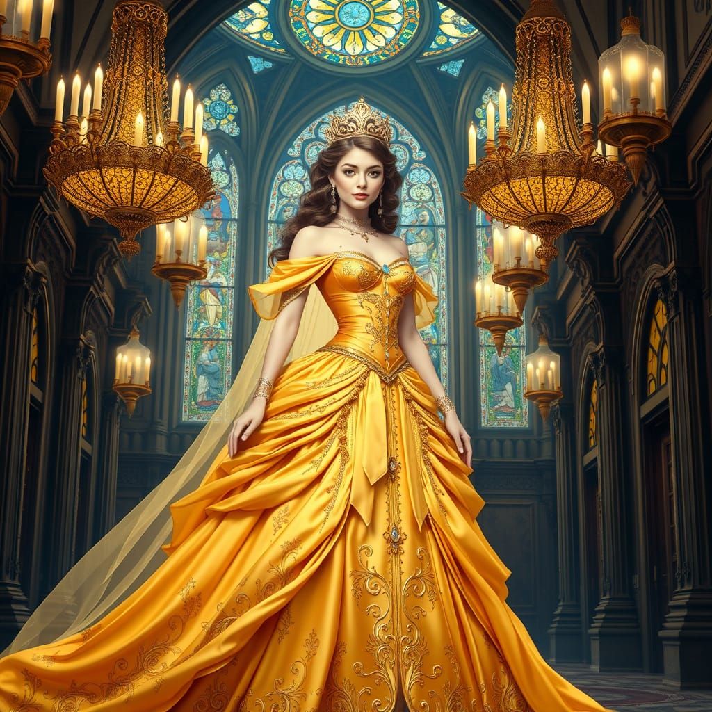 Ethereal Princess in Golden Opulence