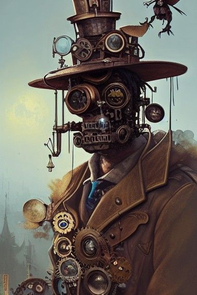 Steampunk Scarecrow Portrait: Detailed Concept Art