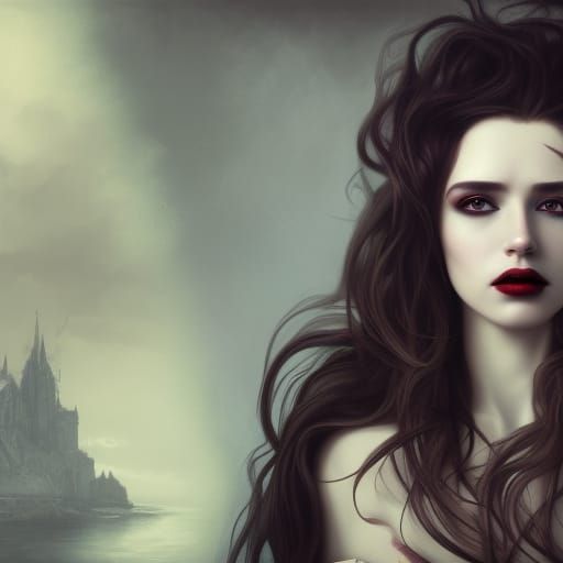 Attractive Vampire Portrait with Ornate Cake