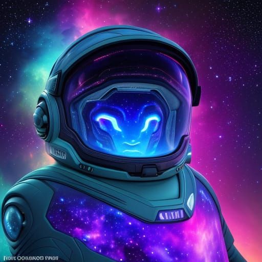 Astronaut Gazing at Nebula: Cosmic Fantasy Painting